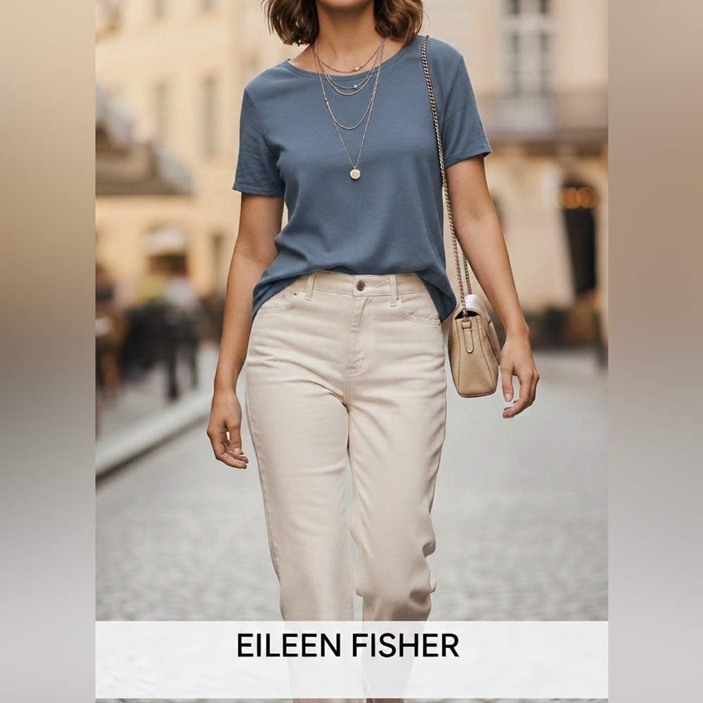 Eileen Fisher Slate Blue Tee size M